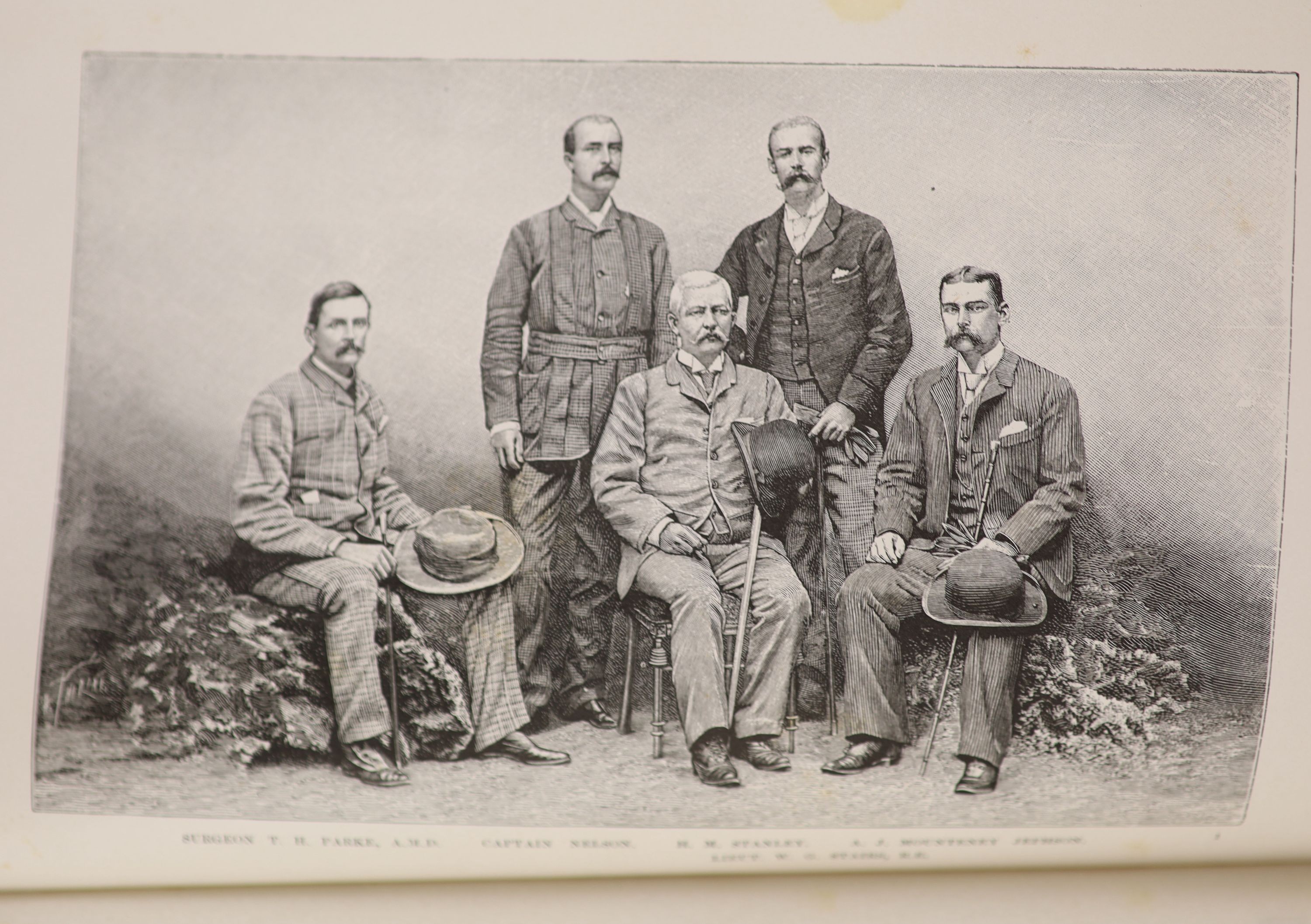 Stanley, Henry Morton - In Darkest Africa. ‘’In Darkest Africa: or, The Quest , Rescue, and Retreat of Emin, Governor of Equatoria’’, 1st edition, 2 vols, 8vo, original pictorial cloth gilt, with 4 coloured maps, 2 photo